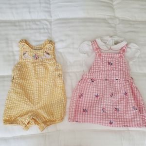 Gingham baby dress and rompers 3-6 month - $15 for both